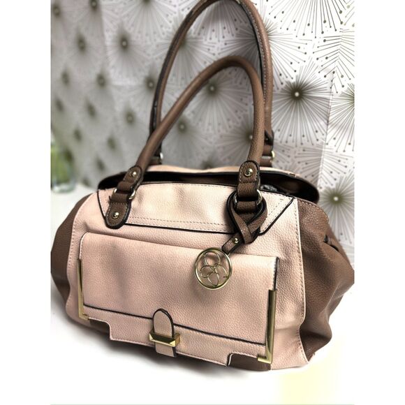 Jessica Simpson dusty pink and brown pebbled vegan leather satchel - Picture 2 of 10
